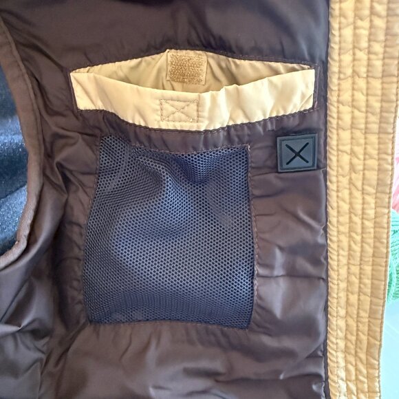 Lands' End PrimaLoft tan sleeveless mock neck fully lined puffy vest small 6-8 - Picture 10 of 12